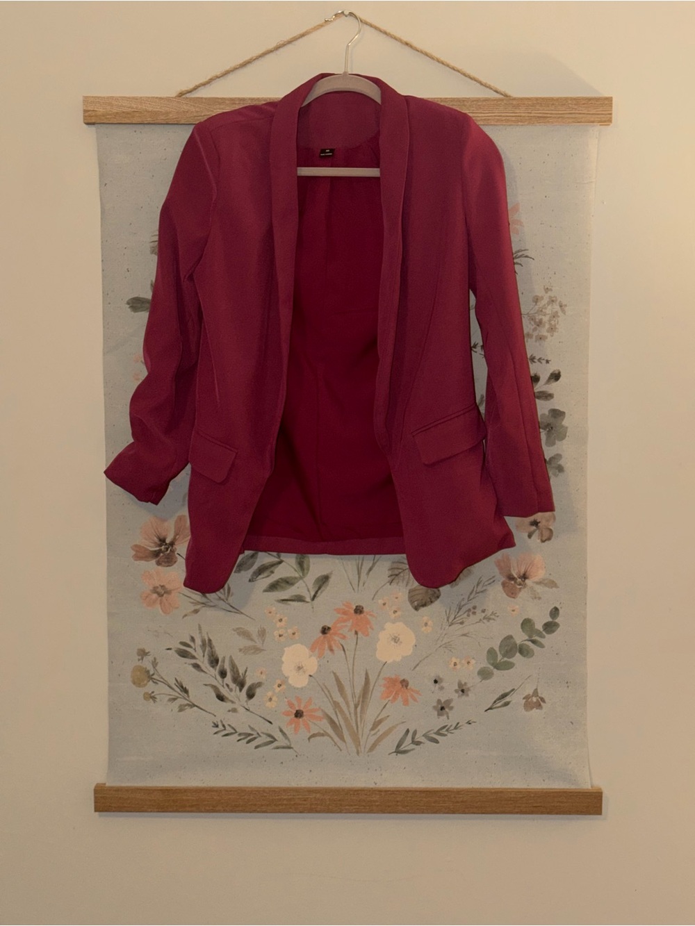 Open-Front Women's Blazer in Deep Berry-NWOT
